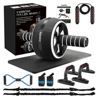 Ab Roller Wheel 10-In-1 Exercise Kit - A Comprehensive Home Gym Equipment for Core Strength and Abdominal Exercise